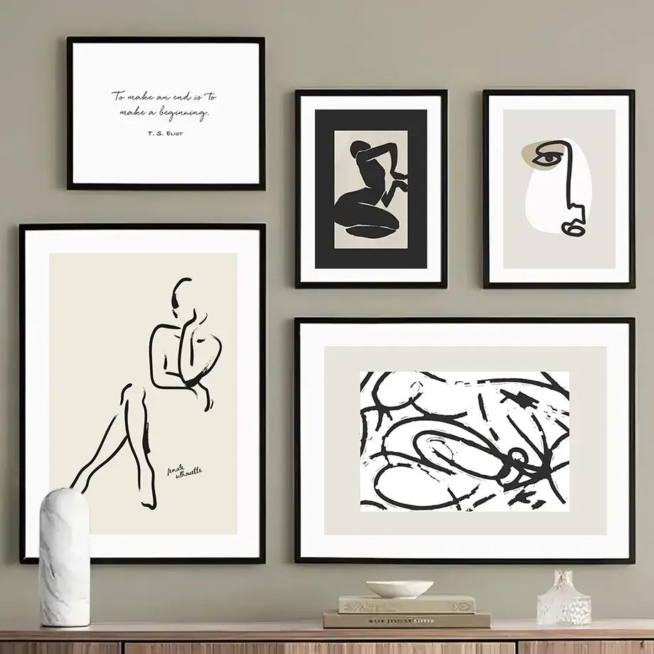 Abstract Line Art Posters – Minimalist Black & White Wall Art Prints for Modern Interiors | DArtano