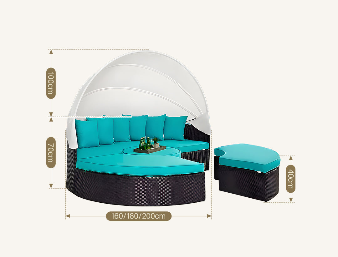 Shelly Patio Outdoor Sectional Sofa Set With Rattan Daybed Sunbed