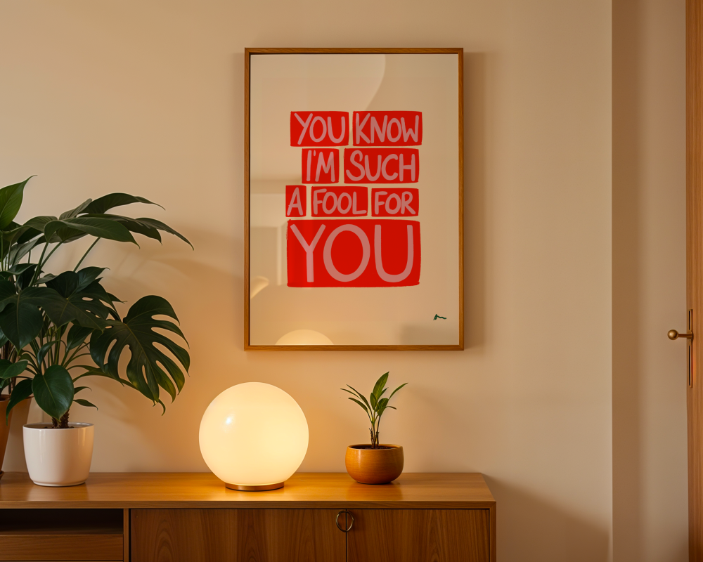 You Know I'm Such a Fool For You | Cranberries Lyric Romantic Maximalist Red and Pink Print