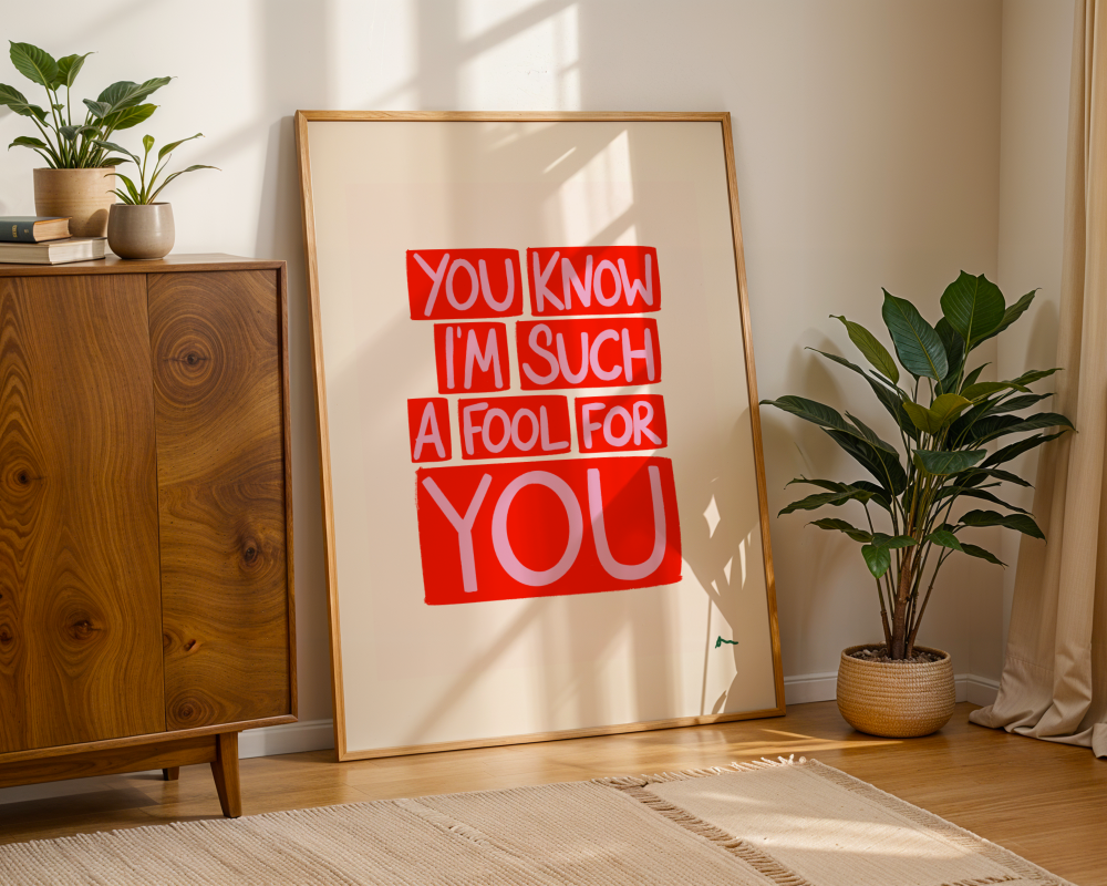 You Know I'm Such a Fool For You | Cranberries Lyric Romantic Maximalist Red and Pink Print