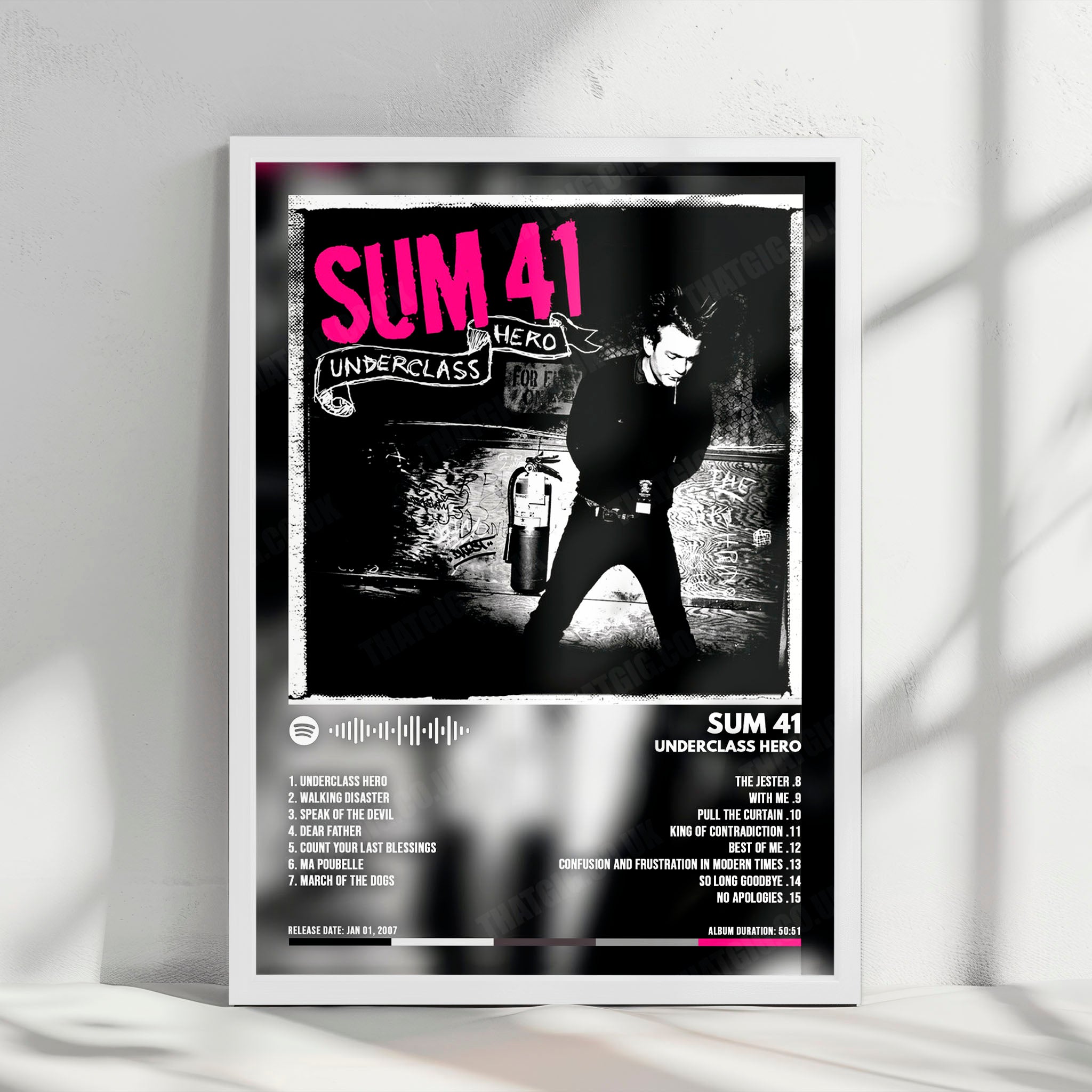 Sum 41 "Underclass Hero  " Album Cover Poster - with Complete Tracklist