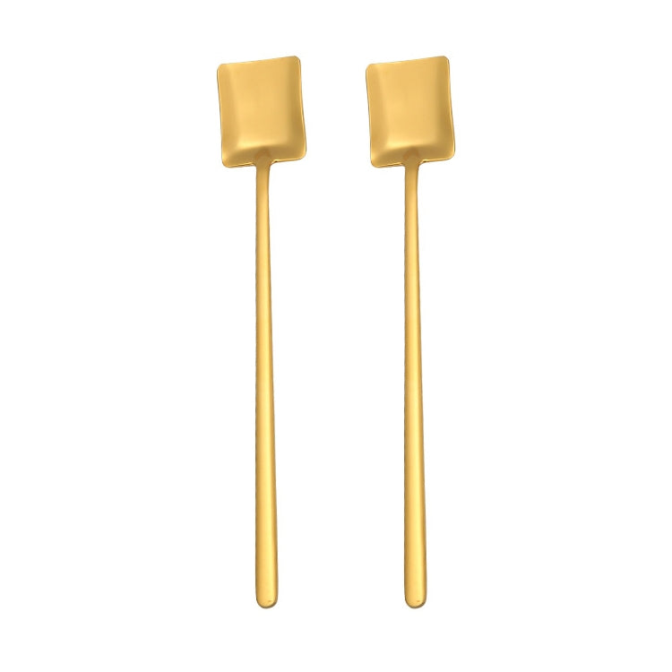 2 PCS Stainless Steel Spoon Creative Coffee Spoon Bar Ice Spoon Gold Plated Long Stirring Spoon, Pointed Spoon Silver, Square Spoon Silver, Round Spoon Gold, Pointed Spoon Gold, Square Spoon Gold, Pointed Spoon Rose Gold, Square Spoon Rose Gold