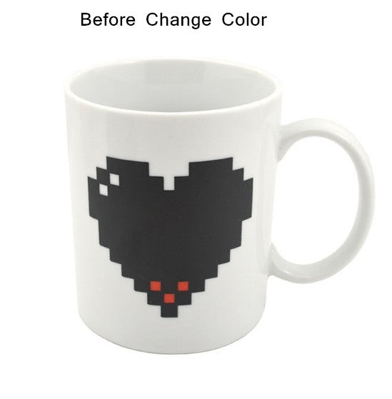 Creative Heart Magic Temperature Changing Cup Color Changing Chameleon Mugs Heat Sensitive Coffee Tea Milk Cup, Color Changing Cup