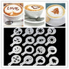 32 PCS Coffee Stencil Filter Coffee Maker Cappuccino Mold Templates Strew Flowers Pad Spray Art Baking Tools, 32 PCS