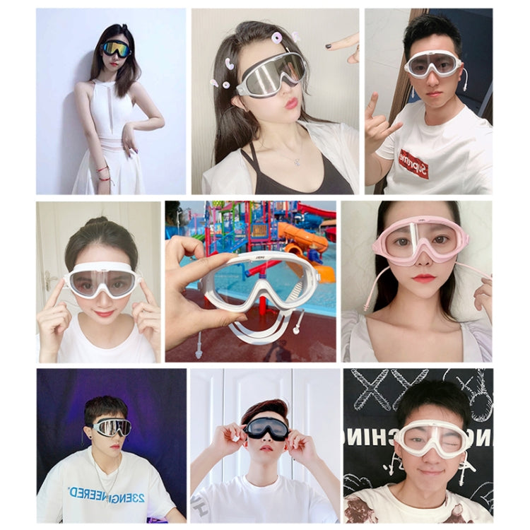 JIEHU JH8208DMJS Large Frame Waterproof and Anti-fog High-definition Eye Protection Swimming Goggles, JH8208DMJS(Smoke Green White), JH8208DMJS(Smoke Black), JH8208DMJS(Transparent White), JH8208DMJS(Transparent Pink), JH8208DMJS(Transparent Green)