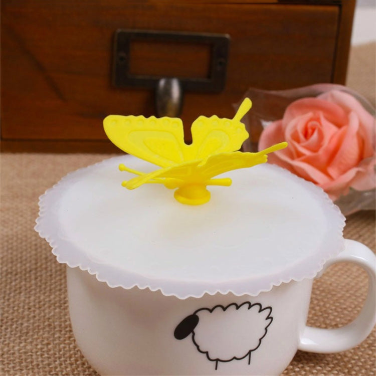 2 PCS Creative Dustproof Silicone Butterfly Transparent Lace Cup Cover, Pink, Yellow, Blue