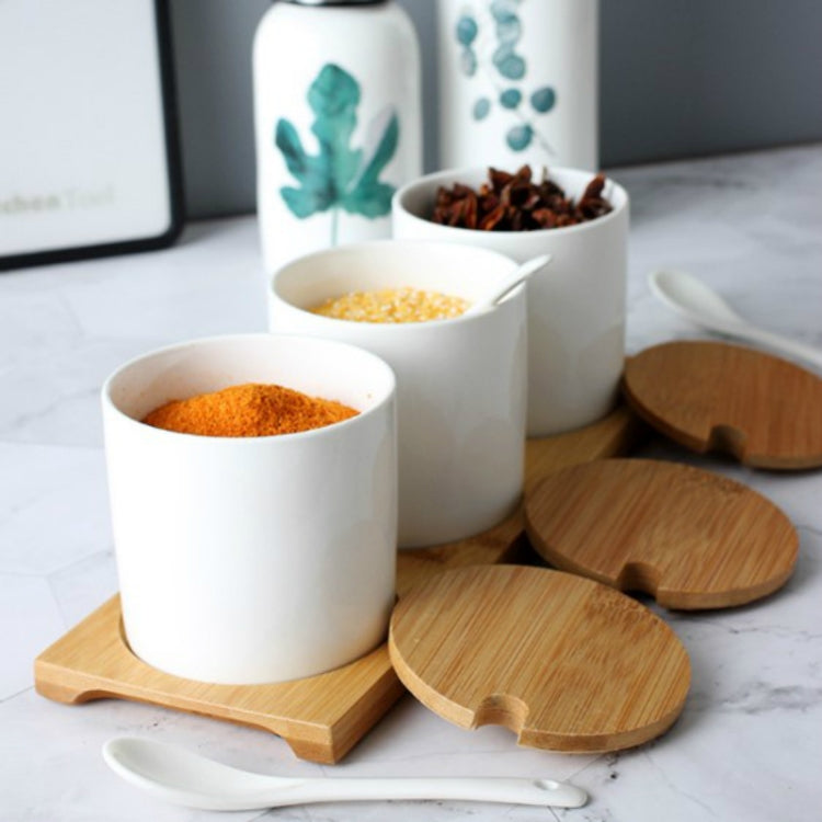 3pcs / Set Simple Life Creative Ceramics Kitchen Food Containers Organizer Jars For Spices Sugar-bowl Condiment Box Kitchen Storage Bottl, Ceramics (2 sets )
