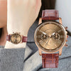 Three-eye Six-needle Imitation Belt Quartz Watch for Women / Men, Black, Blue, Brown, White