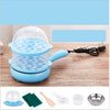 Multifunction Mini  Non-Stick Frying Pan Boiler Steamer Cooker Poached Eggpot, Yellow single frying pan + wooden shovel, Pink single frying pan + wooden shovel, Blue single frying pan + wooden shovel, Yellow single layer package + wooden shovel        ...