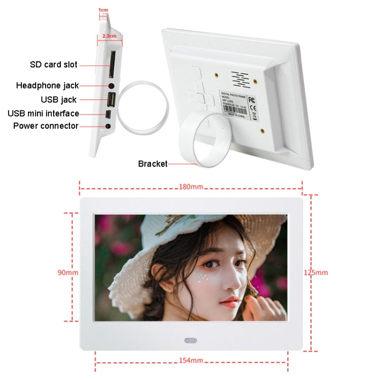 DPF-706 7 inch Digital Photo Frame LED Wall Mounted Advertising Machine, Plug:EU Plug(Black)
