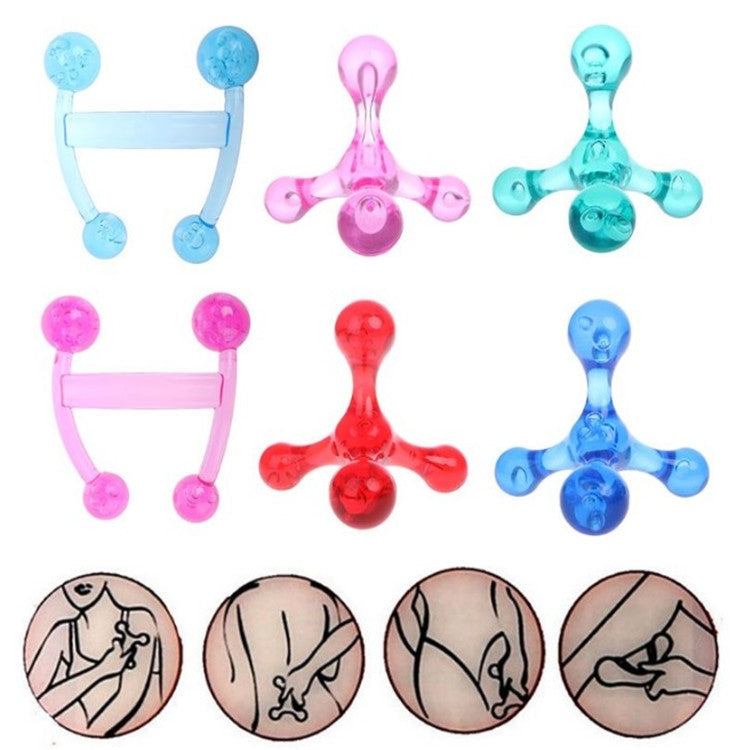 Frog Type Massager Manual Balance Four Ball Massager Waist Massage Ball, H-shaped Light Blue, H-shaped Light Pink, Four-ball Pink, Four-ball Blue, Four-ball Green, Four-ball Red