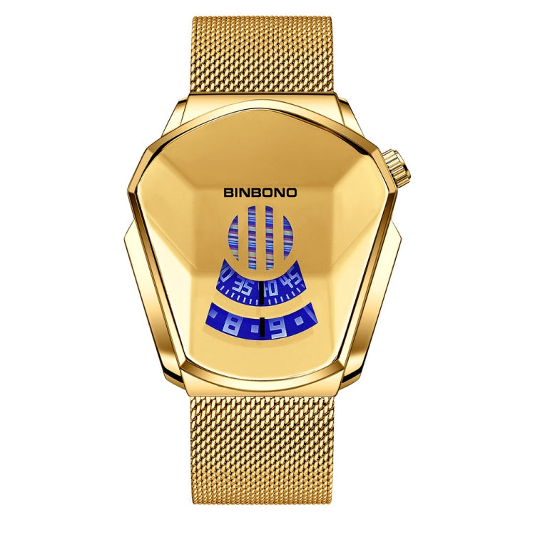 BINBOND Locomotive Concept Watch Men Live Black Technology Watch, White Net Belt White Steel White Face, Gold Net Belt Full Gold Blue Face, Gold Net Belt Full Gold Gold Face, Black Net Belt Black Steel Blue Face, Black Net Belt Black Steel White Face  ...