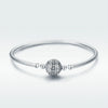 Exquisite Life S925 Sterling Silver Bangle Bracelet Inlaid with Gems, 17cm, 18cm, 19cm, 20cm