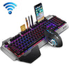K680 Rechargeable Wireless Keyboard and Mouse Set, Black Mixed Color, Silver White Ice Blue