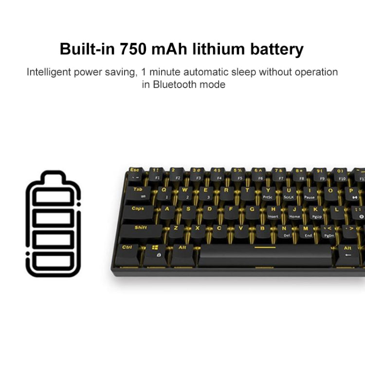 RK61 61 Keys Bluetooth / 2.4G Wireless / USB Wired Three Modes Tablet Mobile Gaming Mechanical Keyboard, Cable Length: 1.5m, Style:Green Shaft(White)
