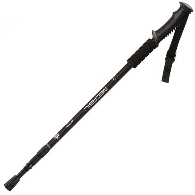 NECASIL Three-section Aluminum Alloy Straight Handle Retractable Trekking Trekking Pole, Three-section (Black), Three-section (Red), Three-section (Blue), Three-section (Silver)