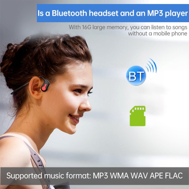 K3 Bone Conduction Bluetooth 5.0 Wireless Headphones Waterproof Headphones, 16GB RAM