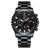 FNGEEN 5055 Men Waterproof Sports Fashion Stainless Steel Watch, Black Steel Black Surface, White Steel Black Surface, White Steel White Surface, Black Leather Black Steel Black Surface, Black Leather White Steel Black Surface                          ...