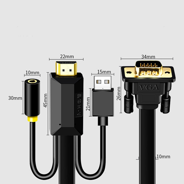 3m JH HV10 1080P HDMI to VGA Cable Projector TV Box Computer Notebook Industrial Display Adapter Cable