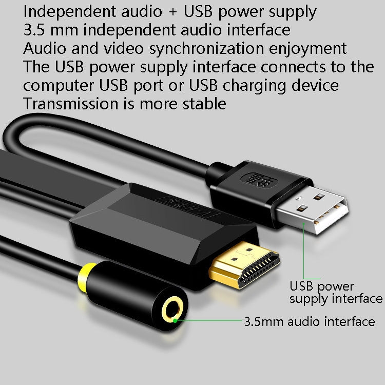 5m JH HV10 1080P HDMI to VGA Cable Projector TV Box Computer Notebook Industrial Display Adapter Cable