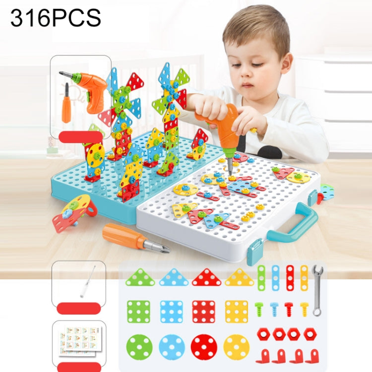 Children Screw-Tightening Electric Drill Toy Manual Assembly Toolbox, Style:, 2D Plane + Manual Drill (188 PCS), 2D Plane + Electric Drill (189 PCS), 3D + Manual Drill (275 PCS), 3D + Electric Drill (276 PCS), 3D + Electric Drill (316 PCS)             ...