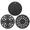 3 in 1 Hollow Flower Silicone Heat Insulation Pad Anti-Scalding Pot Bowl Pad Set, Black, Yellow, Blue, Green, Purple, Gray