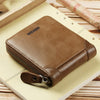 WEIXIER W98 Men Hand Take Short Wallet Zipper Bag, Dark Brown, Khaki, Black