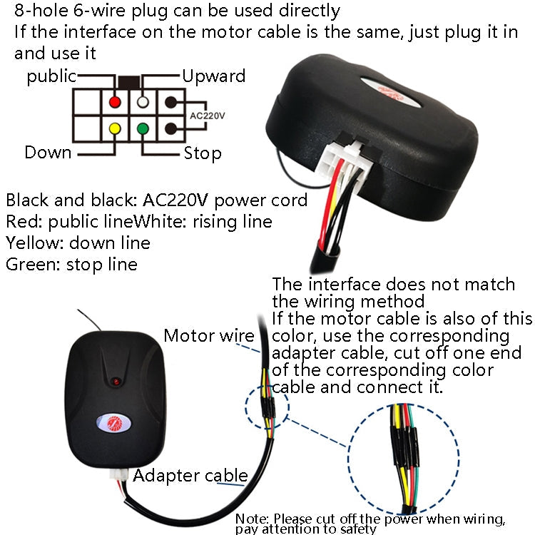 Electric Garage Door Controller Rolling Door Roll Gate Remote Control Plug-Chain Motor Receiver, without Cable