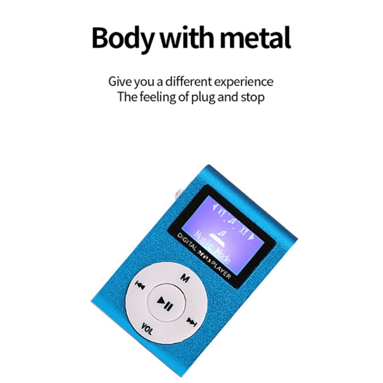 Mini Lavalier Metal MP3 Music Player with Screen, With 512M Memory Card