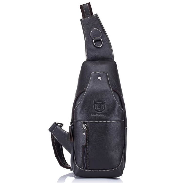 BULL CAPTAIN 019 Retro Men Leather Crossbody Shoulder Bag First-Layer Cowhide Chest Bag, Colour: Black + Buckle, Chestnut Brown, Yellow Brown, Gray Brown, Pure Black, Chestnut Brown + Buckle + Bracket, Black + Buckle + Bracket, Yellow + Buckle + Bracke...