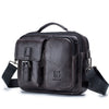 BULL CAPTAIN 036 Men Leather Shoulder Bag Retro First-Layer Cowhide Messenger Bag, Black, Iron Blue, Beige, Brown, Yellow Brown