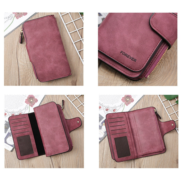 B821 Ladies Frosted Coin Purse PU Leather Clutch Multi-Purpose Long Wallet Large Capacity Card Case(Green)