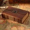 Handmade Sketchbook Cowhide Notebook Retro Notepad Notebook Diary Gift, Crazy Horse - Yellow Brown, Carved - Yellow Brown