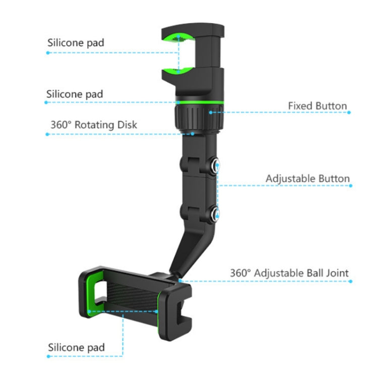 Multifunctional Vehicle-mounted Video Shooting Rearview Mirror Bracket, Green, Grey