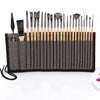 24 In 1 Nylon Wool Brush Canvas Storage Bag Set Oil Painting Gouache Watercolor Brush(Wooden Brushesx24+Storage Bag)