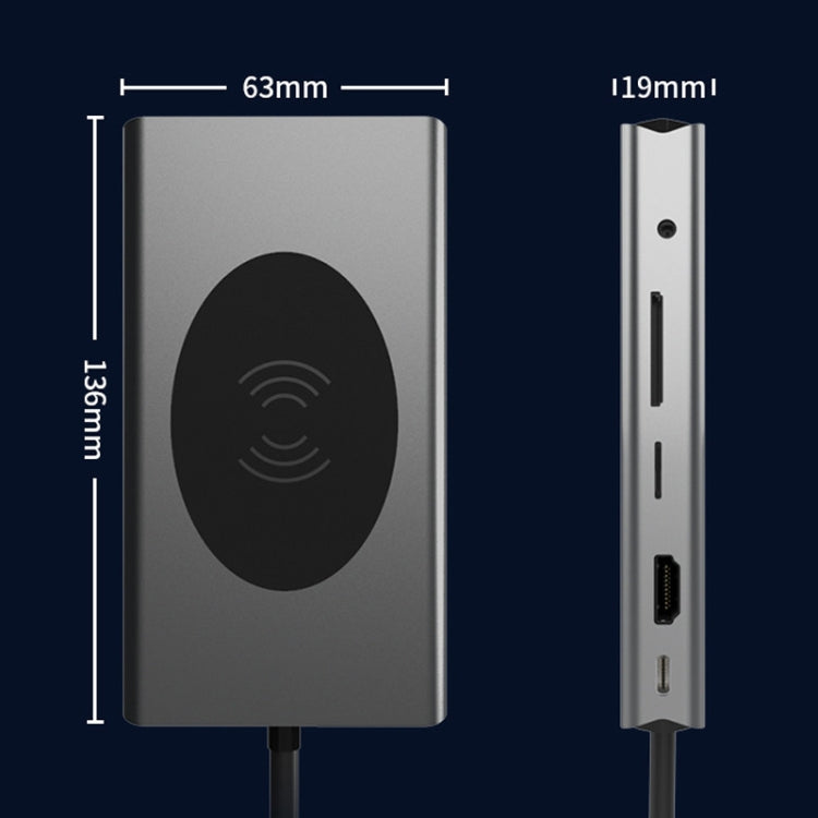 BX13V 13 In 1 Type-C Docking Station Wireless Charging Hub, BX13V
