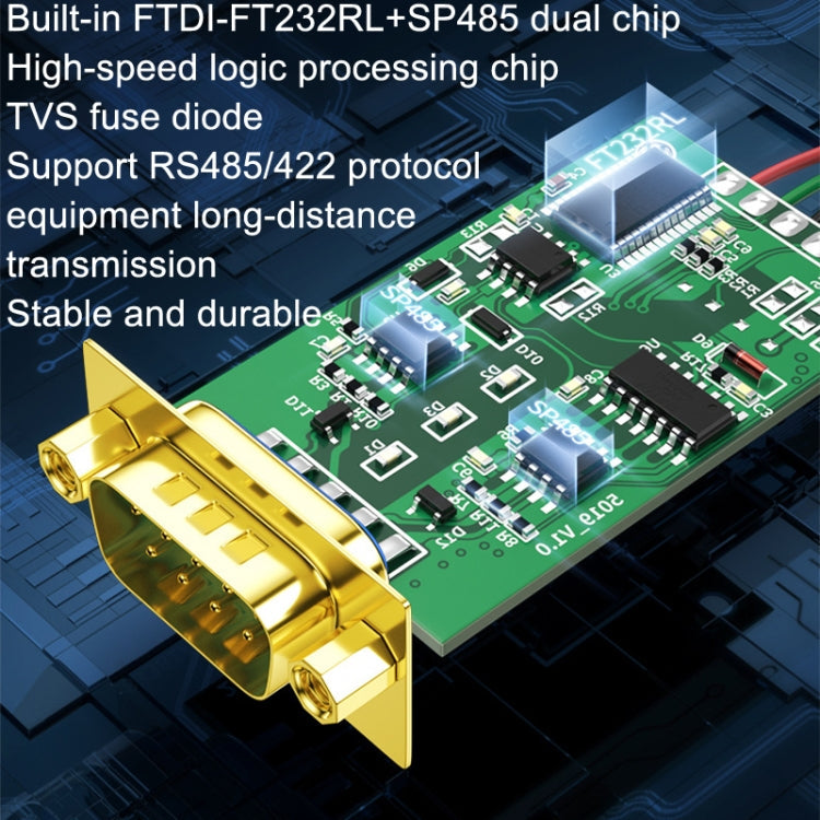 DTECH DT-5019 USB To RS485/422 Industrial Converter Serial Line Communication Adapter, DT-5019 1.2m