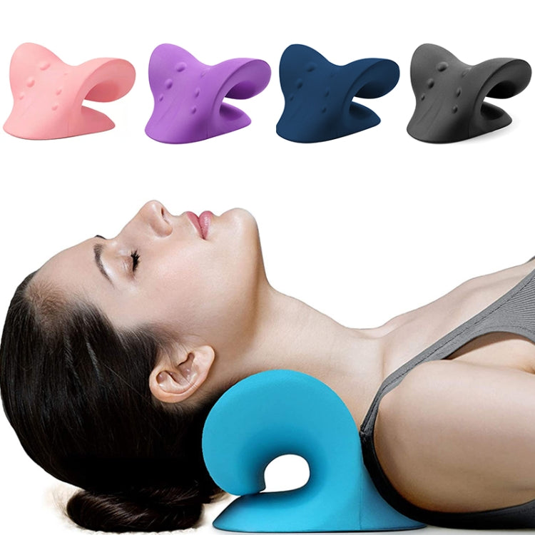 Neck Shoulder Stretcher Relaxer Cervical Chiropractic Traction Device Pillow(Blue)