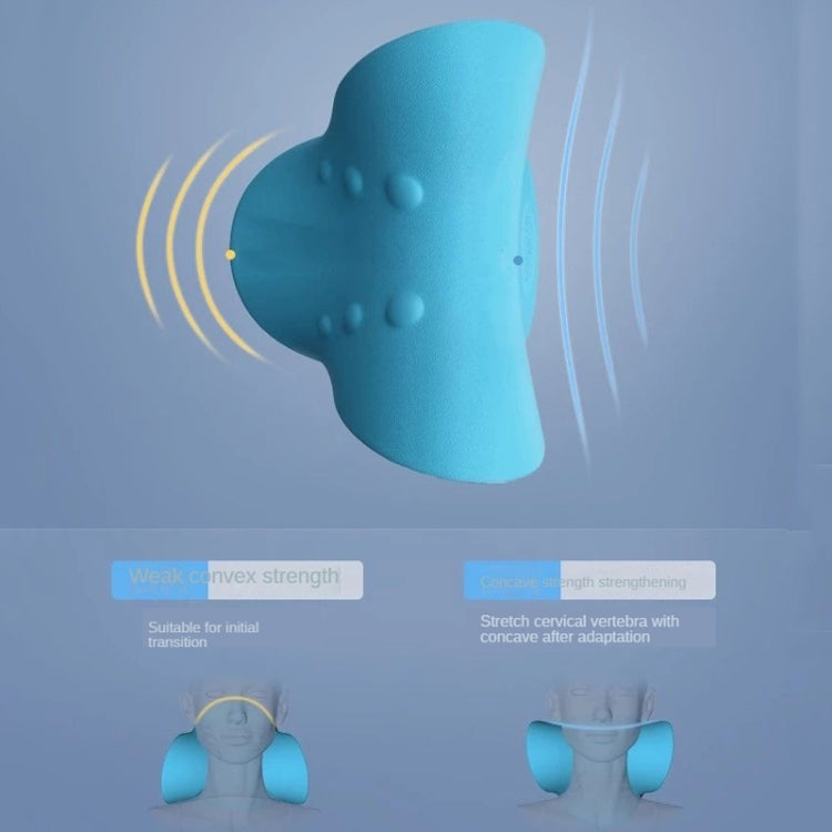 Neck Shoulder Stretcher Relaxer Cervical Chiropractic Traction Device Pillow(Blue)