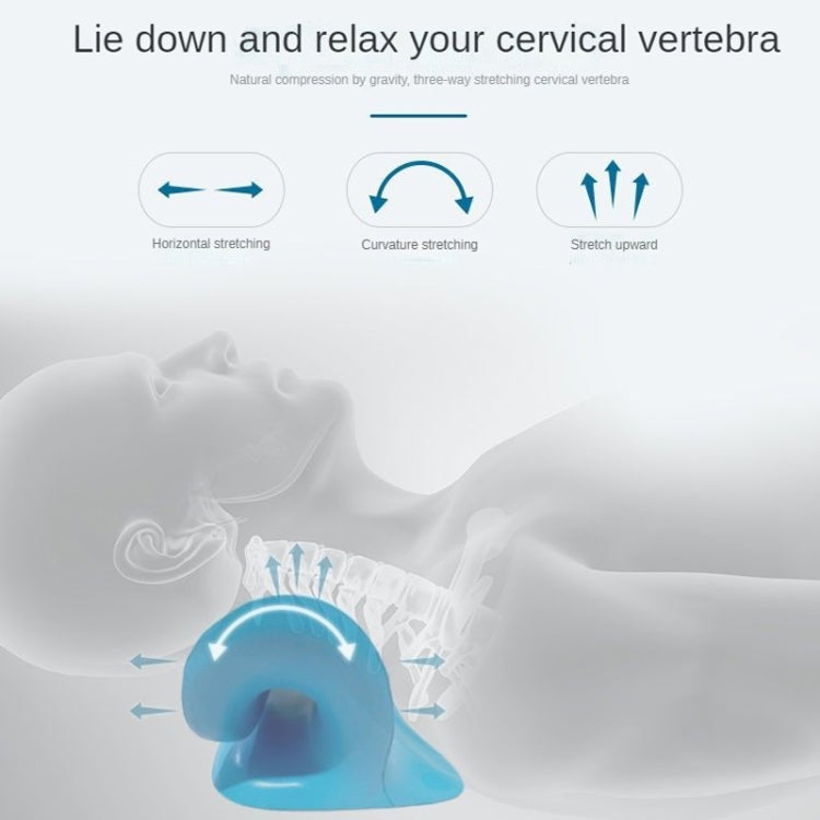 Neck Shoulder Stretcher Relaxer Cervical Chiropractic Traction Device Pillow(Blue)
