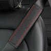 Fiber Leather Embossed Car Seat Belt Shoulder Cover Protector 6.5X23cm(Black Red)