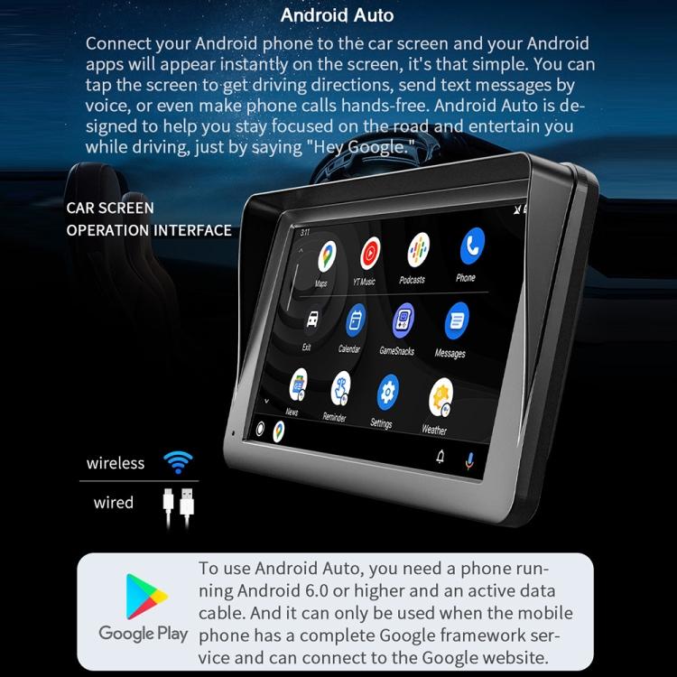 7 inch AHD Wireless CarPlay Car MP5 Player, Support Mobile Phone Interconnection, B5300 With Camera