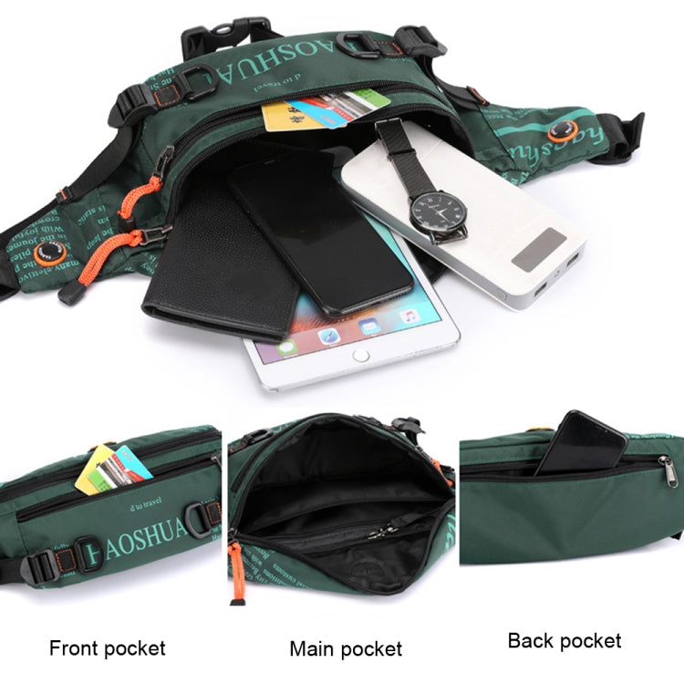 HAOSHUAI 5132 Outdoor Men Waist Bag Sports Running Chest Bag, 5132 Dark Green, 5132 Camouflage, 5132 Dark Blue, 5132 Black, 5132 Army Green