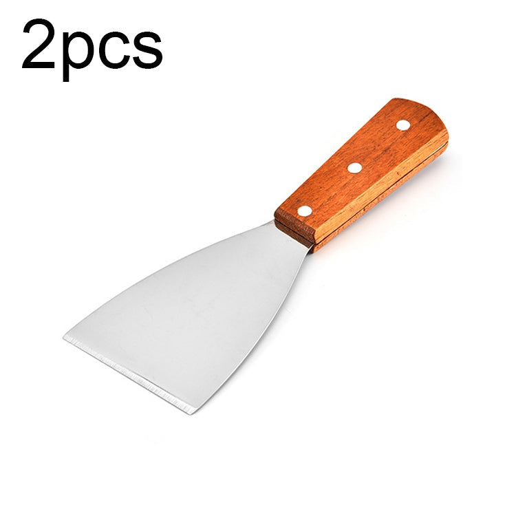 2pcs Stainless Steel Pizza and Steak Shovel Wooden Handle Slanted Shovel Kitchen Tool, L, S