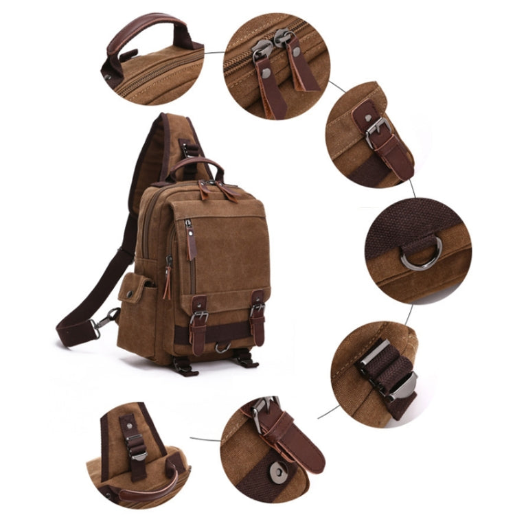 Outdoor Travel Messenger Canvas Chest Bag, Color: Brown