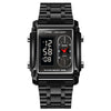 SKMEI 1868 Square Double Display Waterproof Men Watch, Style:, Steel Belt (Black), Leather Belt (Black), Steel Belt (Rose Gold), Leather Belt (Rose Gold), Steel Belt (Gold), Leather Belt (Gold), Steel Belt (Silver), Leather Belt (Silver)