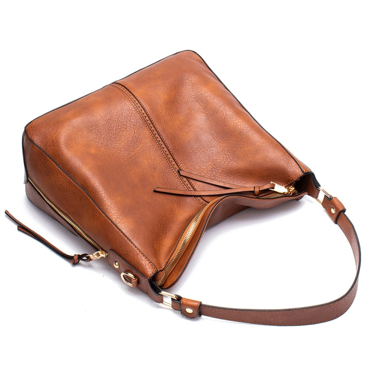 7871 Large Capacity Adjustable Leather Tote Bag Multi-compartment Shoulder Bag, Color: Brown
