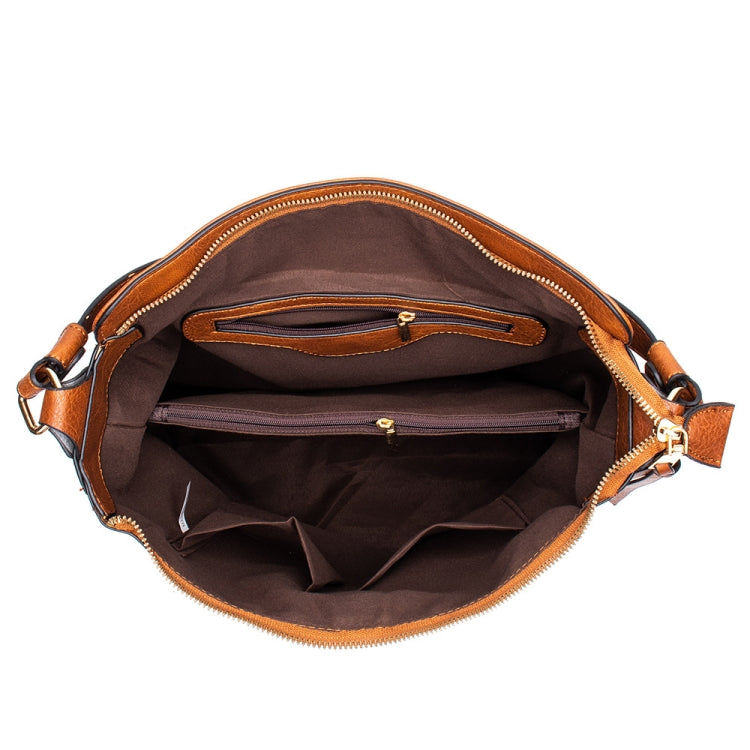 7871 Large Capacity Adjustable Leather Tote Bag Multi-compartment Shoulder Bag, Color: Brown