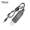 10pcs 3.7V IC Circuit Protection Lithium Battery USB Straight Head Charging Cable, 2.0mm, 3.5mm, 5.5mm