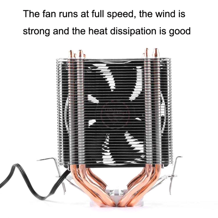 Desktop Computer Double Copper Tube CPU Radiator Super Quiet, 2 Tube Color Light 3-pin Double Fan, 2 Tube Color Light 3-pin Single Fan